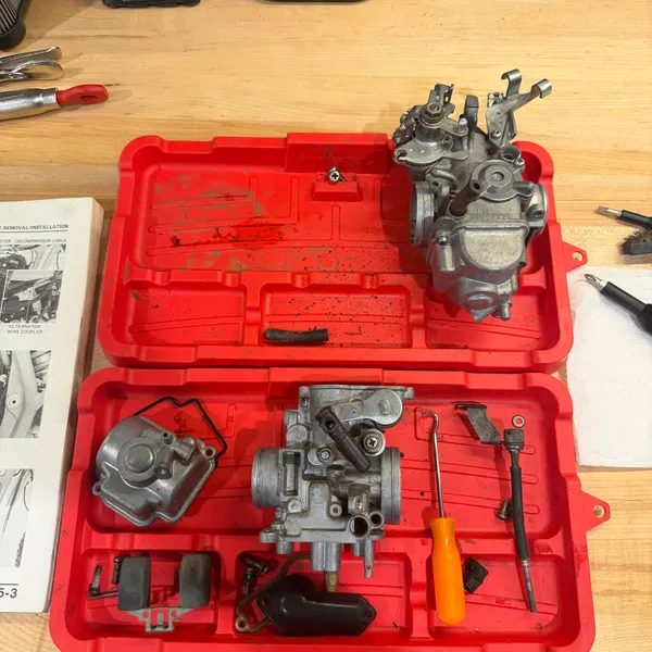 Everything on the tray at 11:34. Secondary top, primary bottom, small parts in the compartments. This is the layout I used to keep them straight.
