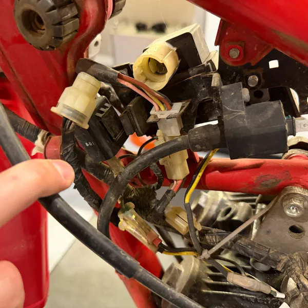 Same cluster with a finger for scale and for pointing at the connector that was loose when I found it.